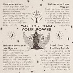 a poster with the words'ways to reclaim your power'and an image of a woman doing yoga