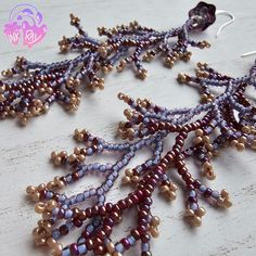 the beaded necklace is made with beads