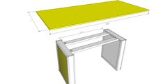 a drawing of a desk with measurements for the top