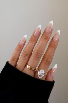 French Manicure Pearl, French With Pearl Nails, White French Nails With Pearls, Classy Bridal Nails Almond, White And Pearl Nails, Bridal Pearl Nails, Pearl Nails Wedding, Pearl Wedding Nails For Bride, French Nails Bride