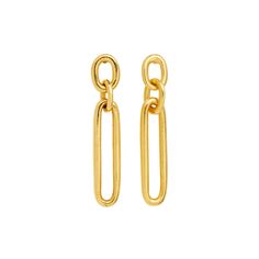 Ben-Amun link-drop earrings. 24-karat gold electroplating. Post backs for pierced ears. Approx. 2"L x 0.25"W. Made in USA. Pierced Ears, Bergdorf Goodman, Top Designers, Ear Piercings, Made In Usa, Tops Designs, Dangle Earrings, Drop Earrings, Luxury Fashion