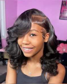 Real Hair Flat Iron, Flat Iron Curly Hairstyles, Black Hairstyles Birthday, Hoco Hairstyles Natural Hair, 8 Grade Prom Hairstyles, Teen Quickweave Hairstyles, Hairstyles For Quick Weave, Teacher Hairstyles Black Women, Sew In Hairstyles Ideas