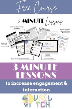 the three minute lesson for 3 - minute lessons to increase engagement and interaction