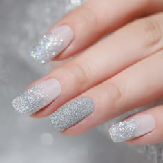 Nail Art Funky, Shiny Nails Glitter, Nails Gradient, Nail Art Simple, Funky Nail Art, Classy Nail Designs, Nail Design Inspiration, Shiny Nails, Wedding Nail