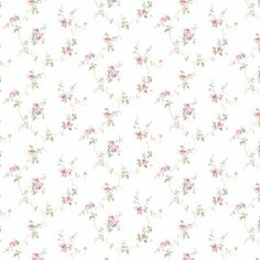 a white wallpaper with pink and green flowers on the bottom half of it,