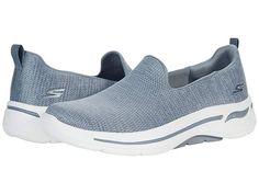 SKECHERS Performance Go Walk Arch Fit Unlimited Time - Women's Shoes : Gray : Feel cushioned, energizing support with every step in the SKECHERS Performance Go Walk Arch Fit Unlimited Time walking shoe! Lightweight, responsive ULTRA GO cushioning. Air Cooled Goga Mat breathable insole provides high-rebound cushioning. High-rebound COMFORT PILLAR TECHNOLOGY underfoot react to your every step for the ultimate comfort. Athletic-knit mesh fabric upper material features a woven finish. Slip-on constr Gray Walking Shoes With Arch Support For Sports, Gray Athletic Fit Walking Shoes With Arch Support, Athletic Fit Gray Walking Shoes With Arch Support, Comfortable Gray Walking Shoes With Air Cushioning, Casual Walking Shoes With Cushioned Footbed For Workout, Casual Walking Shoes With Gel Cushioning For Workout, Casual Walking Shoes With Arch Support For Workout, Sketchers Go Walk, Classy Acrylic