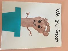 a piece of paper with an image of a gecko on it and the words we are groot