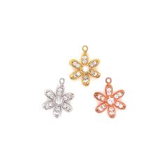 CZ Flower Charm - Gold Plated CZ Flower Charm - Silver Plated CZ Flower Charm - Rose Gold Plated, Material: Sterling Silver Plating: 18kt Size: 12mm x 16mm Price per charm We recommend the product care instructions below to make your jewelry last even longer. Product Care: -Apply beauty products such as perfume, hairspray or deodorant before wearing your jewelry as certain chemicals in these products may damage the finish. Always remove your jewelry before swimming, bathing, doing household chor Real Gold Chains, Engraved Cuff, Rose Gold Flower, Charms For Jewelry Making, Necklace Flower, Jewelry Charms, Kids Necklace, Blue Evil Eye, Household Chores