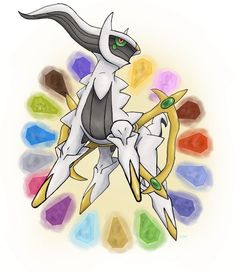 a drawing of a pokemon with multiple colors