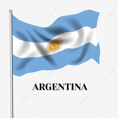 the flag of argentina waving in the wind on a white background with text that reads argentina