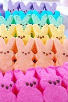 there are many peeps in the shape of animals