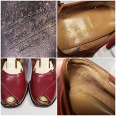 These solid 1930's ~ 1940's open toe shoes are amazing! These cuties have only been worn 1 x. Shoes are a size 7 1/2 narrow, measuring ~ Length is 9 1/2 inches, width is 3 inches and heel is 2 3/4 inches. Incredible condition. Insole: Styled by Emma Jettick Heel wall stamped: 7aaaa Sole of shoe: Emma Jettick Walking Shoes Buyer pays shilling and insurance.. Questions Welcomed. All Sales Final. Thank You Cityvintage Vintage Heels With Red Sole And Round Toe, Vintage Heels With Red Sole For Evening, Vintage Evening Heels With Red Sole, Vintage Heels With Red Sole And Closed Toe, Vintage Cap Toe Heels With Leather Sole, Vintage Open Heel Fitted Heels, Retro Fitted Open Toe Heels, Vintage Almond Toe Heels With Red Sole, Vintage Red Almond Toe Heels