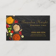 a business card with spices on it