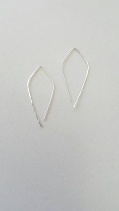 Silver Pull Through Earrings Threader Earrings Geometric | Etsy Handmade Minimalist Small Hoop Wrap Earrings, Everyday Minimalist Handmade Earrings, Simple Everyday Drop Threader Earrings, Minimalist Teardrop Plug Earrings As Gift, Minimalist Handmade Hoop Wrap Earrings, Simple Dangle Hoop Earrings As Gift, Handmade Minimalist Small Hoop Earrings, Minimalist Long Drop Hoop Earrings For Everyday, Simple Teardrop Earrings For Pierced Ears