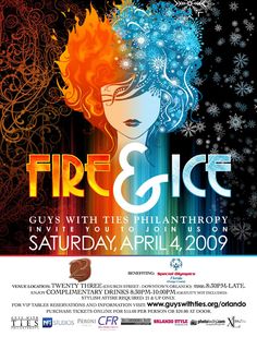 the poster for fire and ice shows an image of a woman's head with flowers in her hair