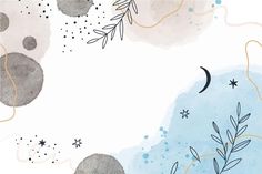 a watercolor background with plants and stars