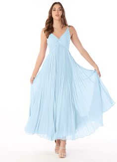 Azazie Raychelle Sky Blue Bridesmaid Dresses | Azazie CA Bridesmaid Dresses Ankle Length, Chiffon Bridesmaid Dresses, Mai Tai, Ankle Length Dress, Dress Dusty