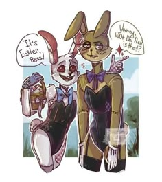 an image of two rabbits dressed in costumes