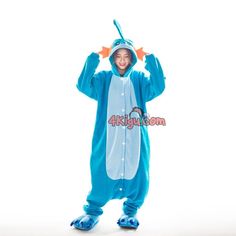 a person in a blue animal costume