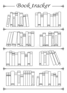 the bookshelf with different types of books on it, black and white stock illustration