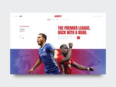 the website is designed to look like it has two soccer players on it, one with his arms in the air