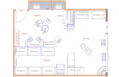 the floor plan for a kitchen and living room