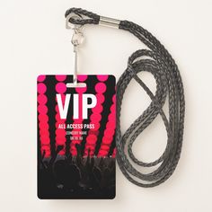 a lanyard with an id card attached to it that says, via all access pass