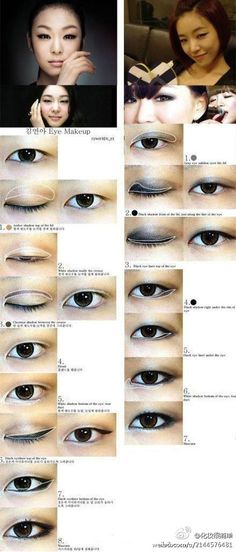 Monolid eye makeup. I'll try it at least once. Skincare Ideas, Bridal Makeup Tutorial, Lee Hyori, Kim Yuna, Alt Makeup