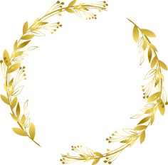 a gold wreath frame with leaves and berries