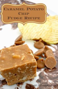 caramel potato chip fudge recipe on a plate