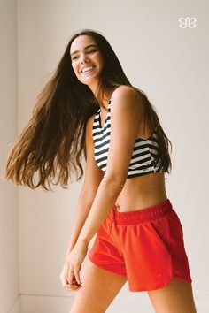 Say hello to our best selling top. EVER. This versatile top is a two-in-one sports bra AND swim top. We love the high neck for full coverage, wide straps for support, and black and white stripes for timeless style. #summer #croptop #womens #exercise #fitness #swimtop Summer Crop Top, Hang Ten, Summer Crop Tops, Black And White Stripes, Exercise Fitness, Lifestyle Clothing, Style Summer, Swim Top, Wide Straps