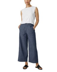 Eileen Fisher Cotton Wide Leg Ankle Pants Mid-rise Denim Bottoms For Casual Gatherings, Straight Leg Bottoms For Spring Casual Gatherings, Spring Straight Leg Bottoms For Casual Gatherings, Relaxed Fit Cropped Cargo Pants, Denim Straight Leg Bottoms For Casual Gatherings, Casual Straight Leg Denim Bottoms, Spring Casual Tapered Leg Bottoms, Spring Tapered Leg Bottoms For Casual Gatherings, Chic Cropped Leg Denim Blue Bottoms