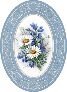 a plate with blue and white flowers on it