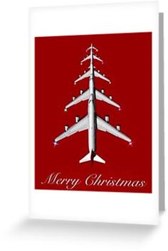 a christmas card with an airplane flying in the sky