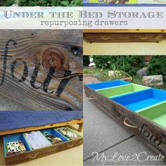 an image of under the bed storage repurposing drawers for children's toys