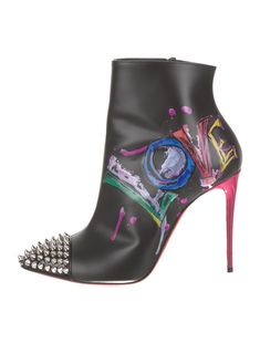 Christian Louboutin Spike Accents Leather Boots - Black Boots, Shoes - CHT331836 | The RealReal Red Stiletto Heels, Love Graffiti, Ankle Boots Women, Fashion Shoes Heels, Women Ankle Boots, Shoe Gallery, White Love, Chelsea Boots Women