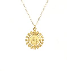 Virgin Mary necklace, religious necklace, catholic necklace, gold medallion necklace, a gold virgin mary on a 14k gold filled chain This 14k gold vermeil virgin mary crest hangs from a 14k gold filled chain in the length of your choice. Now available in sterling silver! The pendant measures 16mm. Looking for other charm necklaces? https://www.etsy.com/shop/BubuRuby?section_id=12318467 More crystals and healers? http://www.etsy.com/shop/BubuRuby?section_id=13073583 Want to see more gems? http://w Gold Virgin Mary Medallion Charm, Gold Virgin Mary Medallion Jewelry, Gold Virgin Mary Medallion, Gold Medallion With Virgin Mary, Gold Virgin Mary Pendant Necklace, Gold Medallion Necklace, Mary Necklace, Catholic Necklace, Virgin Mary Necklace