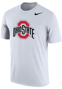 Show off your team pride in this Ohio State Buckeyes White Logo Short Sleeve T Shirt! This The Ohio State University Short Sleeve Tee features a screen print of team logo on front chest. Make sure everyone knows you root for the Buckeyes with this White The Ohio State University T Shirt. Go Buckeyes! Dri-FIT cotton blend fabric for comfort and mobility, Moisture-wicking properties, Rib knit collar, Open sleeve hem, Streamlined athletic fit sizing, Dri-FIT trademark on lower right hem, Fit: True Athletic Heather T-shirt With Team Logo, Athletic Heather Top With Team Name For Fans, Collegiate Style Tops In Athletic Heather For Game Day, Collegiate Athletic Heather Tops For Game Day, Athletic Heather Fan Apparel Top With Team Logo, Collegiate Athletic Heather T-shirt With Team Name, Collegiate Athletic Heather Tops For Fan Gear, Athletic Heather Tops With Team Logo For Fans, Collegiate T-shirt With Team Name In Athletic Heather