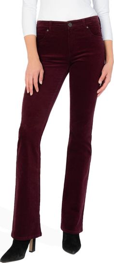 Stretch Corduroy Mid-rise Jeans, Stretch Mid-rise Corduroy Jeans, Fall Velvet Flare Bottoms, Stretch Velvet Bottoms For Fall, Stretch Velvet Flare Bottoms, Stretch Corduroy Flare Bottoms, Stretch Flare Corduroy Bottoms, Fitted Flare Corduroy Pants, Stretch Corduroy Straight Leg Pants