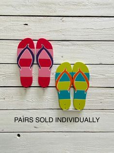 Each pair is sold individually, multiple sets are shown here to show color combinations. Brighten up your summer with our adorable, brightly painted flip flop pairs. Our cute flip flops would make the perfect decoration around your pool, garden or yard. In this listing you will find our striped version that measure 12 inches tall by 4.5 inches. Select from five color combinations shown in the listing photo in the variations section. (Background & Stripes) Every detail of our flip flops is engrav Multicolor Flip Flops For Beach Season, Multicolor Flip Flops For Poolside And Beach Season, Multicolor Summer Flip Flops For Swimming, Casual Striped Sandals For Beach, Multicolor Open Toe Flip Flops For Swimming, Fun Flip Flops For Beach Season Swimming, Fun Multicolor Flip Flops For Beach Season, Fun Beach Season Flip Flops For Swimming, Fun Multicolor Beach Flip Flops