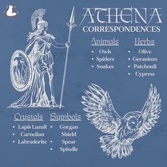 an image of the ancient greek gods and goddesss with their names in white on a blue background