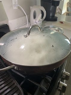 a pan is sitting on top of an oven