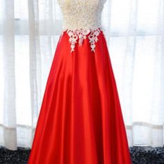 Red Satin White Lace Bodice Long Pa.. Red Party Ball Gown, Red Homecoming Gown, Red A-line Dress For Prom Season, Red Satin Dress For Banquet, Red Ball Gown For Wedding, Red Floor-length Homecoming Gown, Red Floor-length Gown For Homecoming, Red A-line Evening Dress For Prom Season, Red Ball Gown Wedding Dress For Banquet