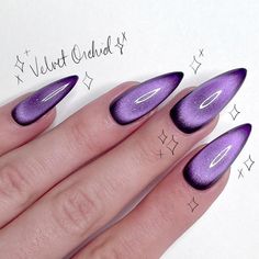 #NailArt #NailDesigns #NailInspiration #NailGoals #NailTrends #NailObsessed #NailAddict #NailPolish #NailCare #NailGoals Two Tone Purple Nails, Shiny Nail Ideas, Purple Autumn Nails, Purple Cat Eye Nails, Bday Nails, Purple Glitter Nails, Halloween Acrylic Nails, Romantic Nails, Alcohol Wipes