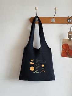 Black Embroidered Shopping Bag, Black Embroidered Canvas Tote Bag, Artsy Black Tote Shoulder Bag, Artsy Black Tote Bag, Black Floral Embroidered Tote Shoulder Bag, My Style Bags, Womens Tote, Bags Women