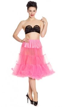 Every girl needs a petticoat. Make that dress pop! DESCRIPTION 3 tier petticoat. Ruffle edge on hem. Elasticated waistband-very stretchy! 2 layers on each tier. Very full. Fits our 50's style dresses. Long petticoats XS-M 25" long. L-XXL 27" long. Short petticoats 20.6" long Available in several colours (see drop down ''colour'' menu below). The petticoat is adjustable at the waist, and can be made smaller. It has a button on the elastic waistband for adjustment. 50 Style Dresses, 50's Style, Bunny Outfit, 50s Fashion, Peachy Pink, Style Dresses, Bubblegum Pink, Lookbook Outfits, Retro Outfits