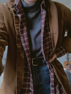 Scotland Womens Fashion, Dark Cozy Outfits, Dean Winchester Outfit Aesthetic, Blue And Brown Outfit Aesthetic, Muted Blue Outfit, Archaeologist Aesthetic Outfit, Non Binary Winter Outfits, Comfy Academia Outfits, Faceless Outfit Pics