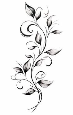 Imressive Style Vine Graphics: High-Res 4K & Vector Flowers Vines Drawing, Swirly Vine Tattoo, Vine Sketch Simple, Leafy Vines Drawing, Vine Frame Drawing, Vine Thigh Tattoos Women, Vine Filler Tattoo, Black And White Outline Drawings, Floral Vine Drawing