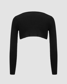 Details: Cropped long-sleeve bolero with knitted designTop Length: CroppedSleeve Length: Long SleevesMaterials:95% Polyester + 5% Spandex Black Ribbed Long Sleeve Top For Winter, Fitted Long Sleeve Knit Crop Top, Fitted Knit Long Sleeve Crop Top, Fitted Knit Crop Top With Long Sleeve, Black Long Sleeve Knit Cropped Sweater, Fitted Cropped Black Shrug, Black Fitted Cropped Shrug, Black Long Sleeve Cropped Sweater For Layering, Black Stretch Long Sleeve Cardigan