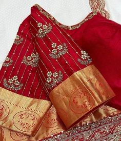 Simple Aari Work For Red Blouse, Maggam Hands Design, Red Saree Maggam Work, Violet Work Blouse Designs, Magam Work On Red Blouse, Maroon Maggam Work Blouse, Heavy Blouse Work Designs, Maroon Blouse Aari Work Designs, Red Blouse Designs Latest